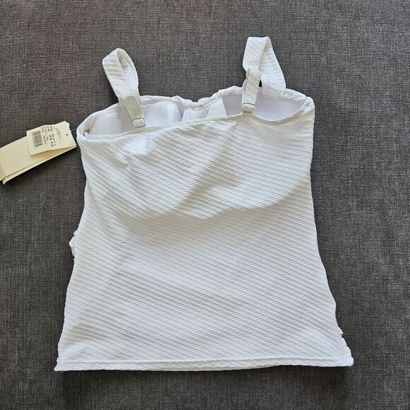 PROFILE BY GOTTEX Tutti Frutti Underwire White Ribbed Tankini Top 40 E swimsuit - Picture 6 of 12